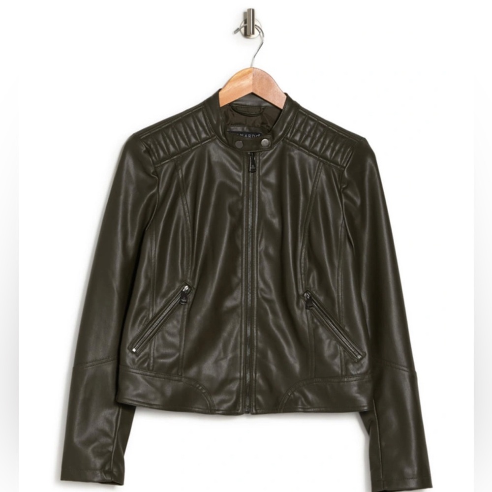 Bernardo faux leather jacket.  Size M.  Color Olive